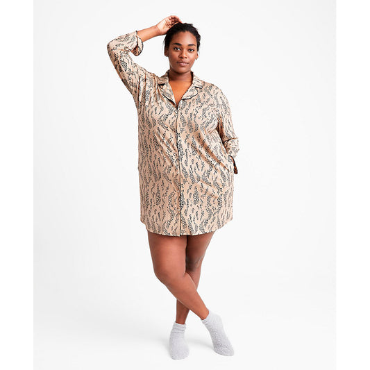 State of day Notch Collar Sleepshirt Nude/Black XL