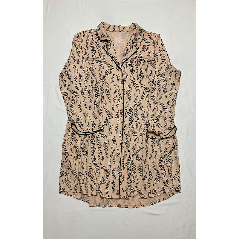 State of day Notch Collar Sleepshirt Nude/Black XL