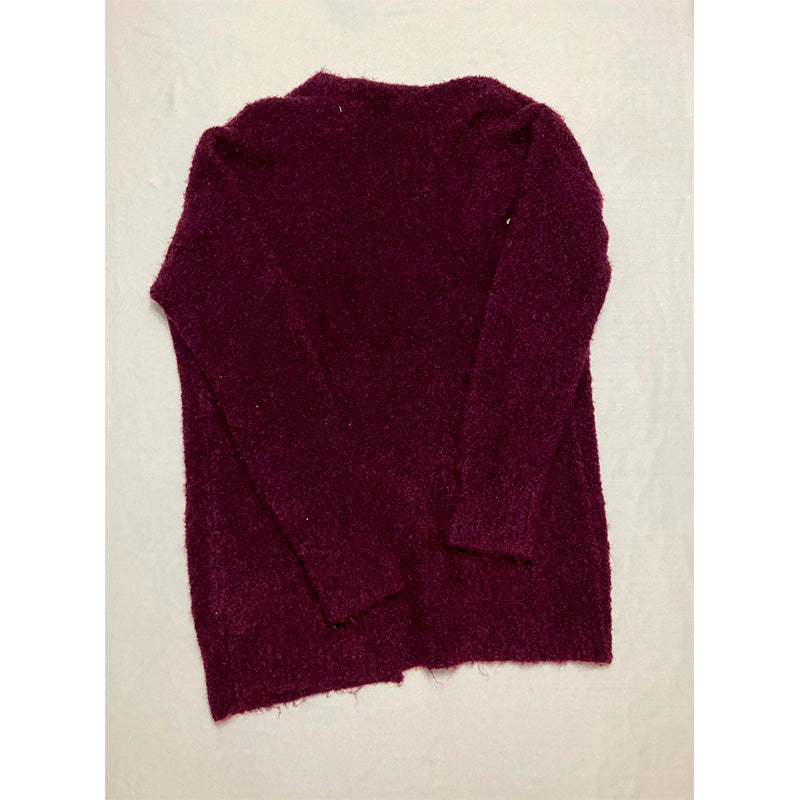 Hooked Up Cardigan Winter Bloom Burgundy Open Front Pockets S