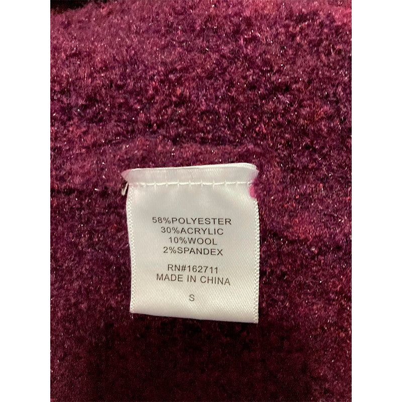 Hooked Up Cardigan Winter Bloom Burgundy Open Front Pockets S