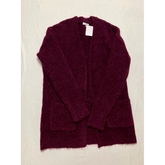 Hooked Up Cardigan Winter Bloom Burgundy Open Front Pockets S