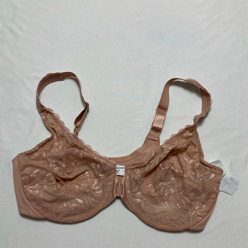 Glamorise Wonderwire Lace Front-Closure Underwire Nude 40C