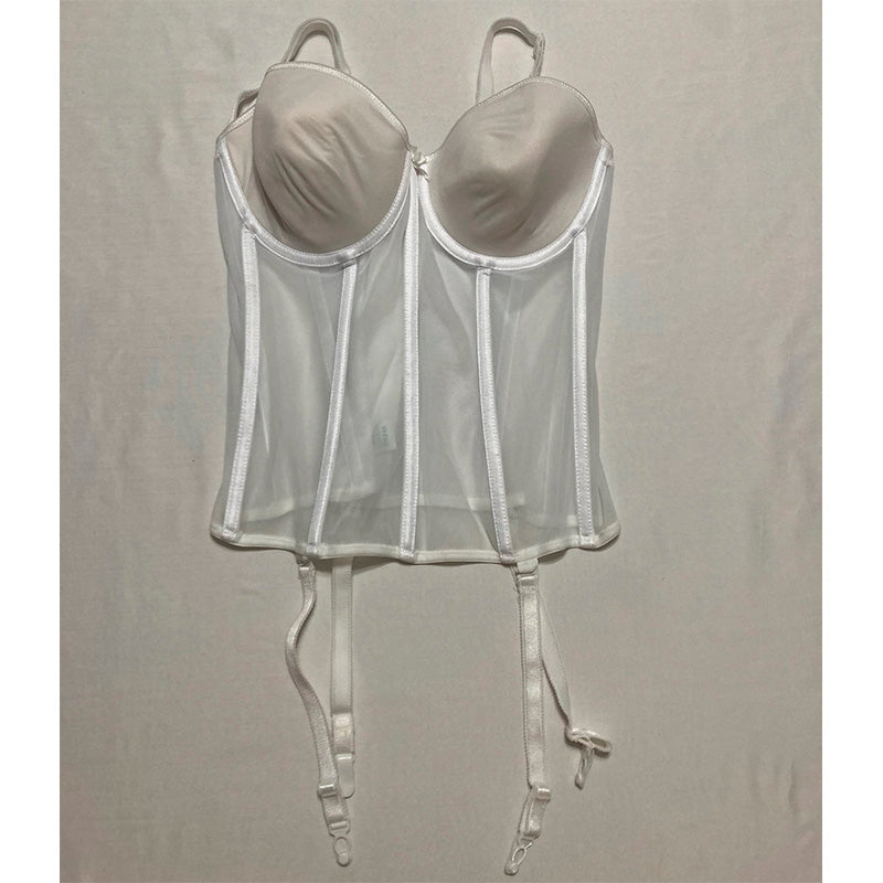 NWD Carnival Seamless Molded Sheer Corset Bra White 34DD
