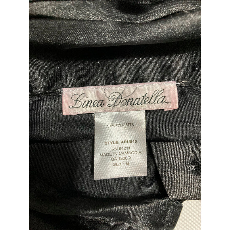 Linea Donatella Notch Collar Pajama Top Black M