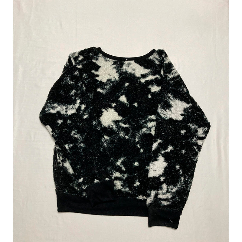 Jenni Solid Sherpa Pajama Top Black/White S