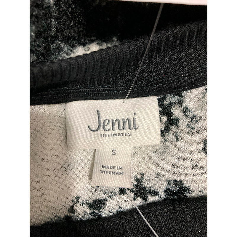 Jenni Solid Sherpa Pajama Top Black/White S