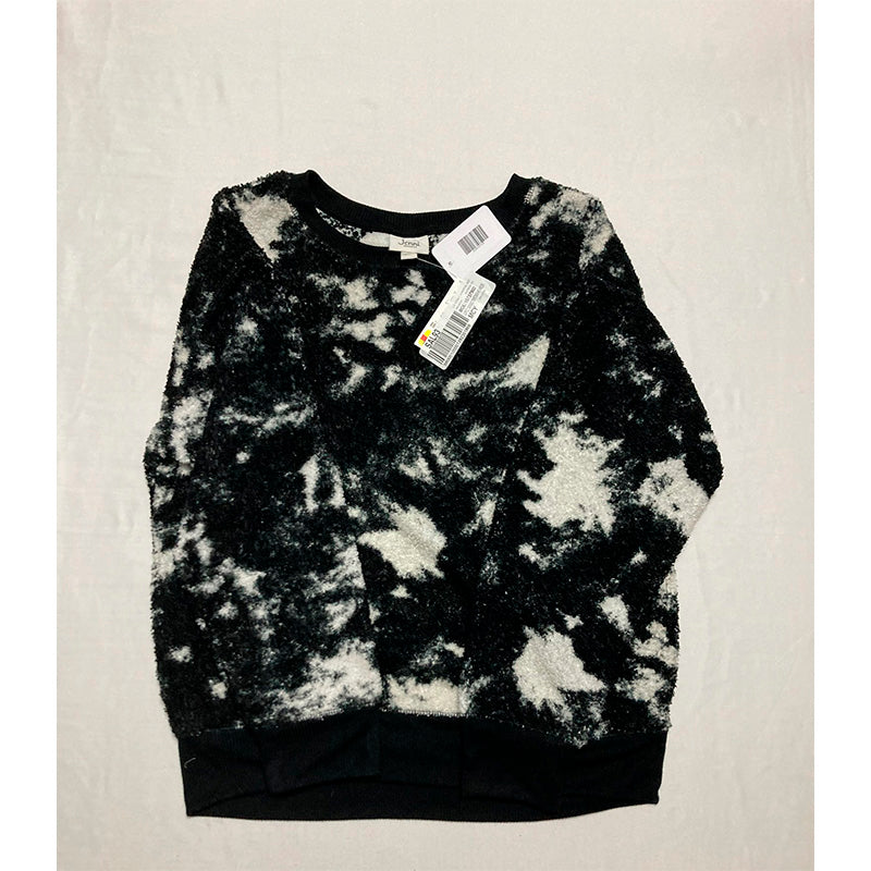 Jenni Solid Sherpa Pajama Top Black/White S