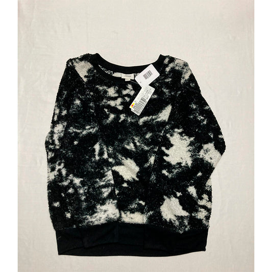 Jenni Solid Sherpa Only Pajama Top Black/White S
