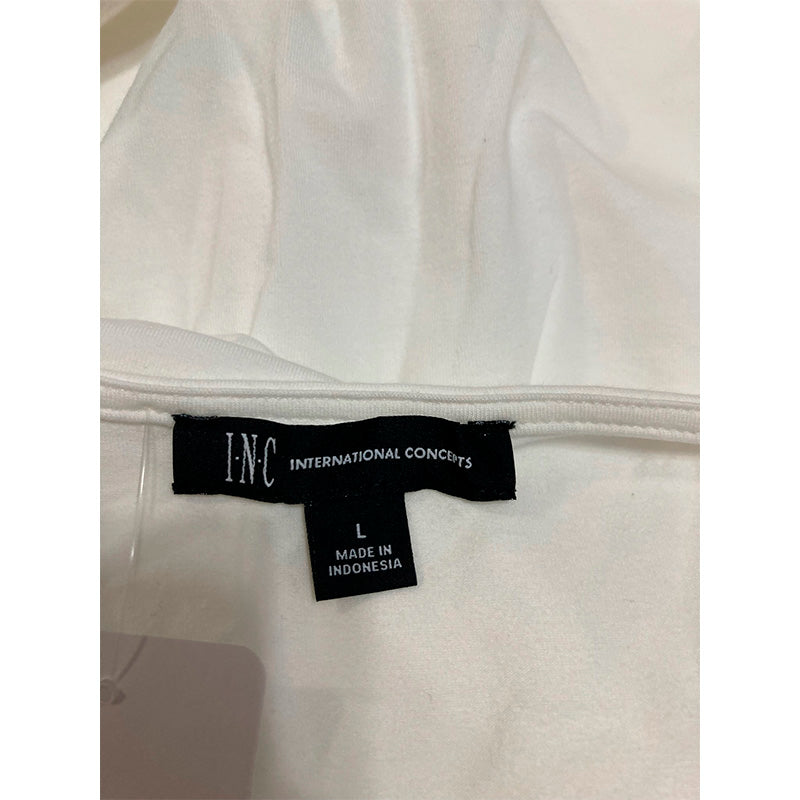 INC T Shirt V Neck White L