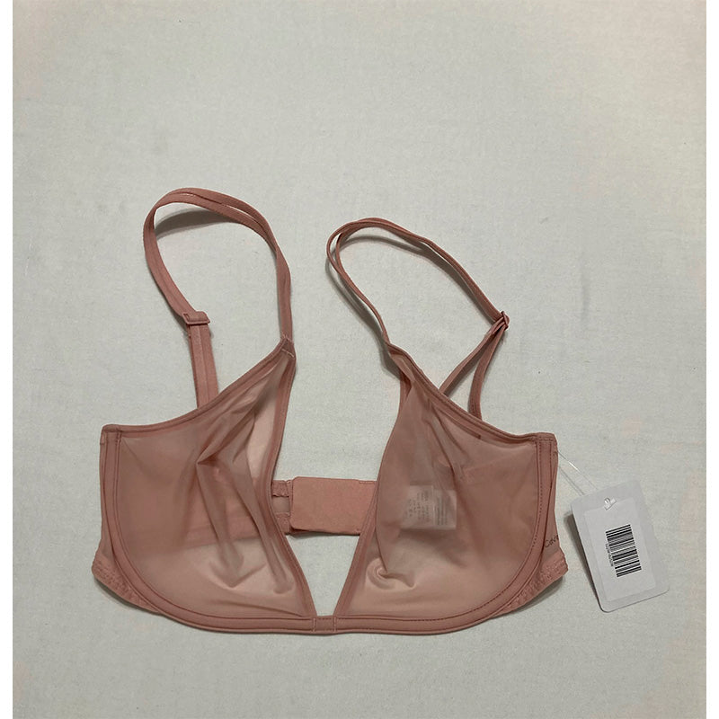 NWD Calvin Klein Sheer Marquisette Unlined Plunge Bra Pink 32DD