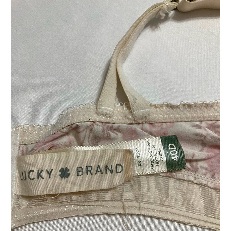NWD Lucky Brand Bra Balconette Ivory Floral 40D