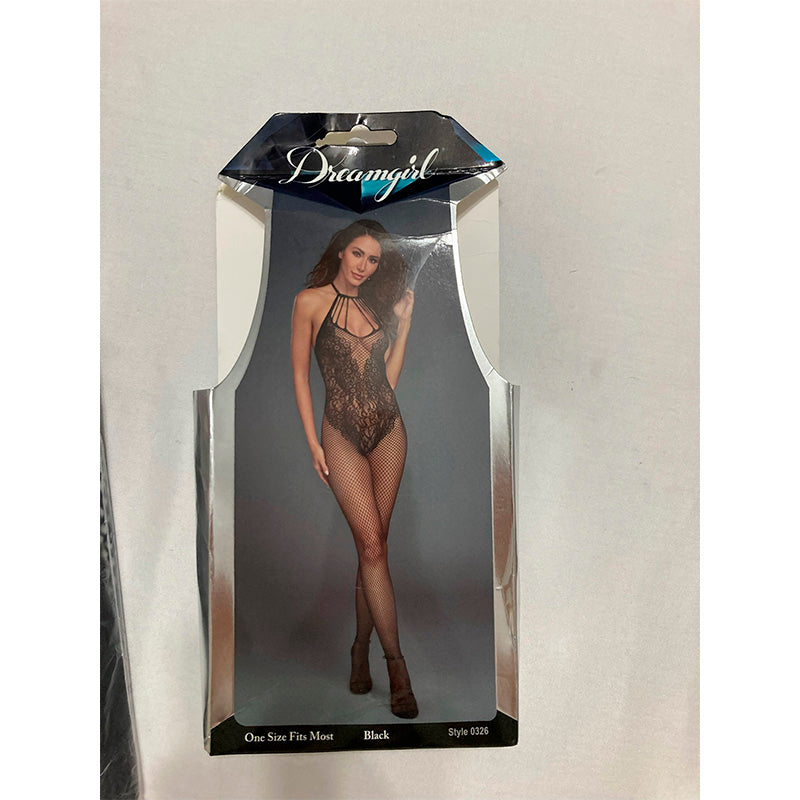NWD Dreamgirl Fishnet Bodystocking with Knitted “Teddy” Black O/S