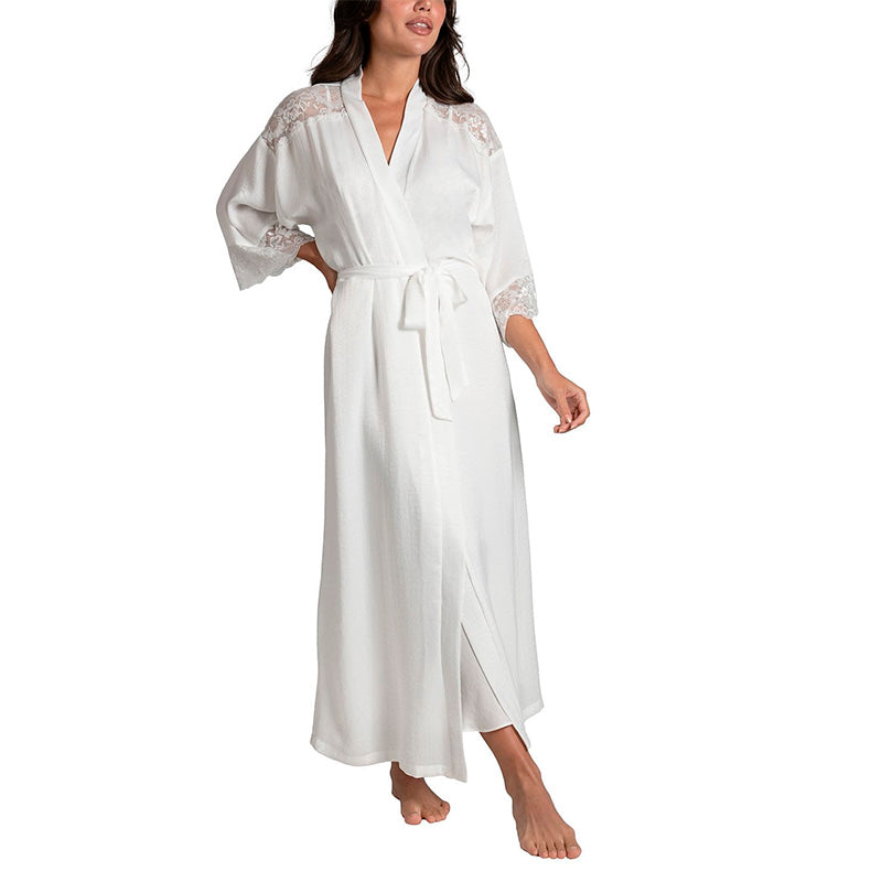 NWD inea Donatella Luxe Satin Bridal Lingerie Long Robe White L