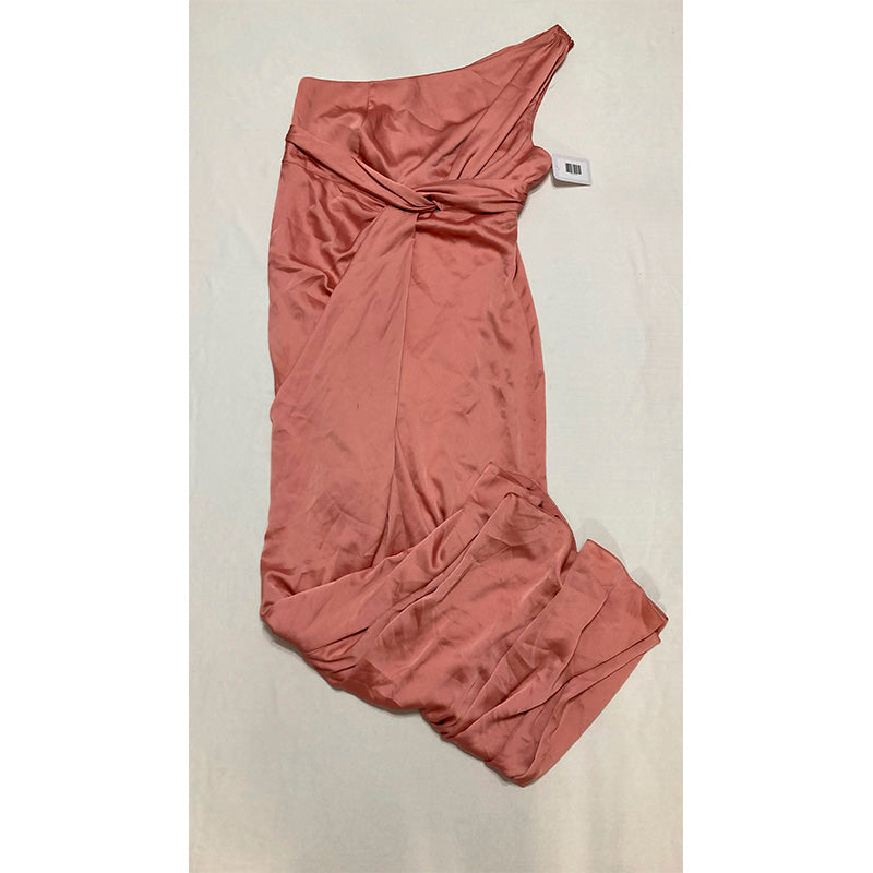 Dessy Collection One-Shoulder Draped Twist Empire Rose 12R