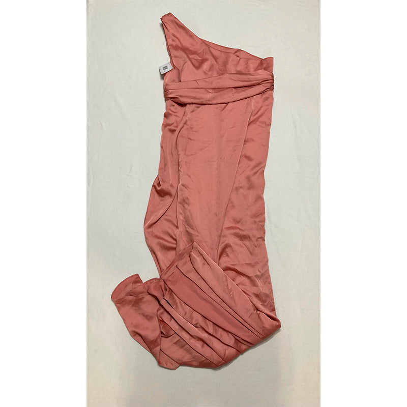 Dessy Collection One-Shoulder Draped Twist Empire Rose 12R