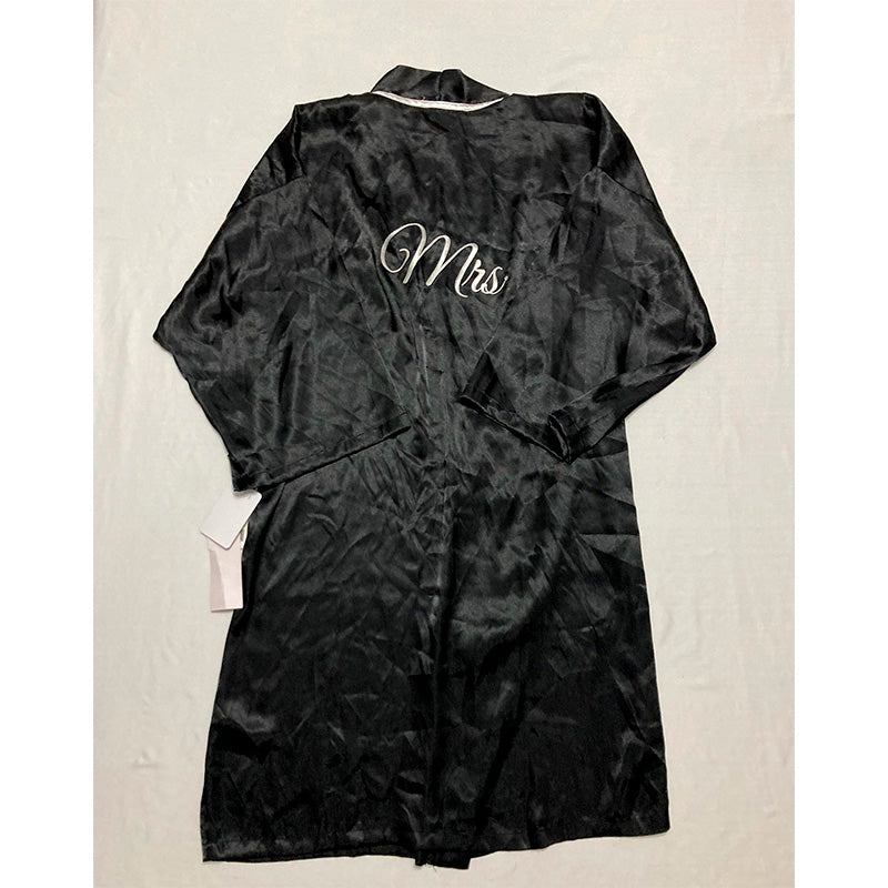 NWD Linea Donatella 'Mrs' Satin Wrap Bridal Robe Black S