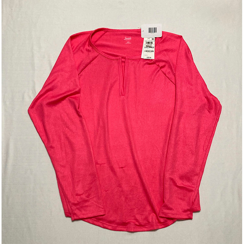 NWD Jenni Split-Neck Pajama Top Pink 2XL