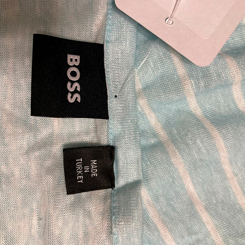 Boss Pajama Top Round Neck Blue Striped L