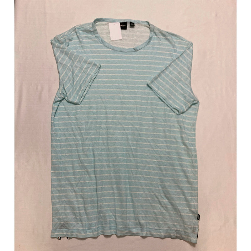 Boss Pajama Top Round Neck Blue Striped L
