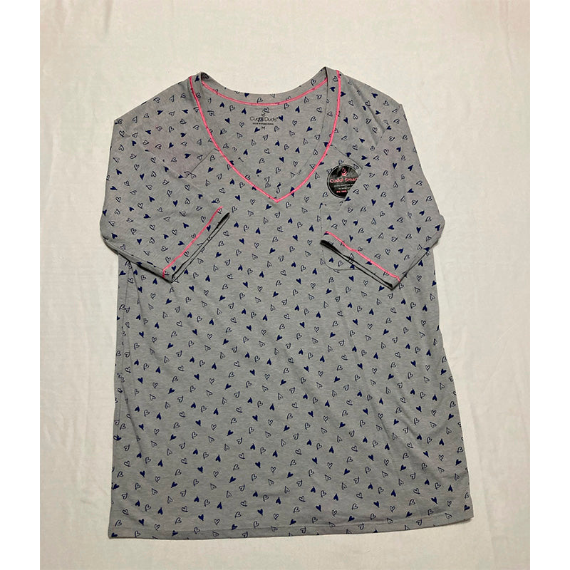Cuddl Duds Printed Elbow Only Sleeve Top M
