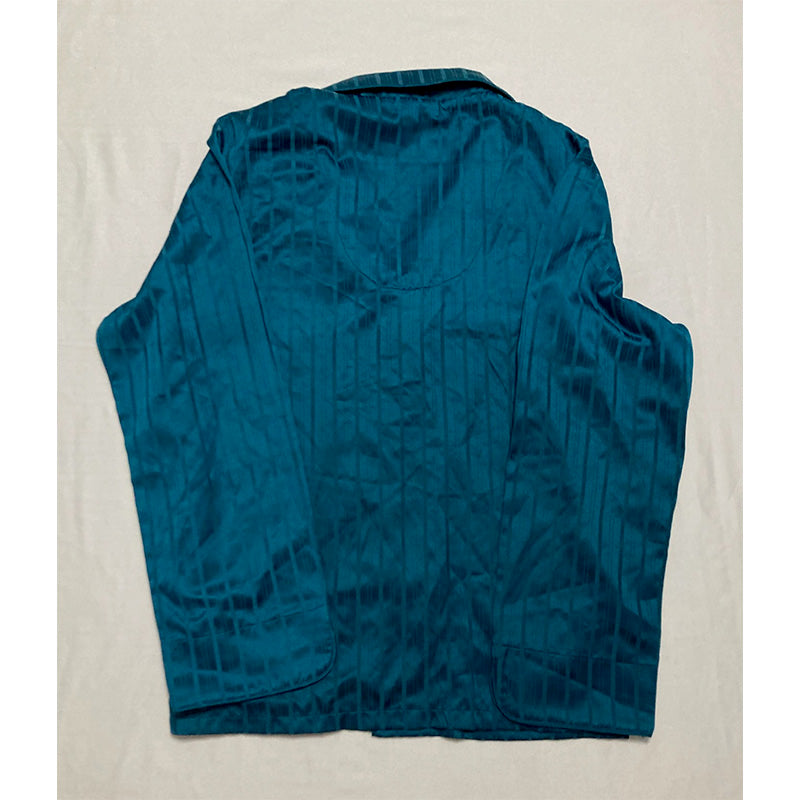 Miss Elaine Striped Notched-Collar Top Blue L