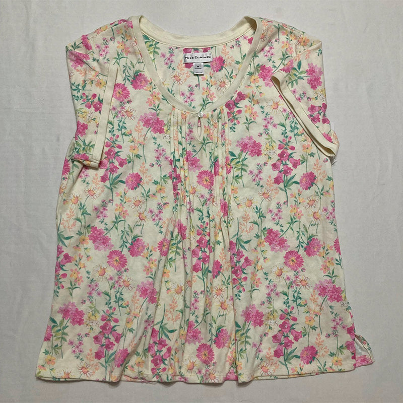 Miss Elaine Sleep Top Notch Collar Multicolor Floral M