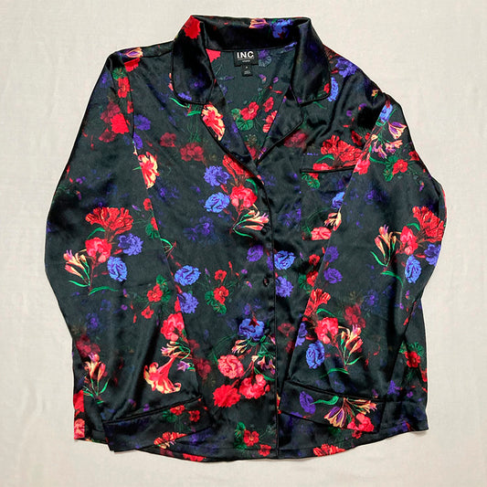 INC Pajama Top Notch Collar Floral S