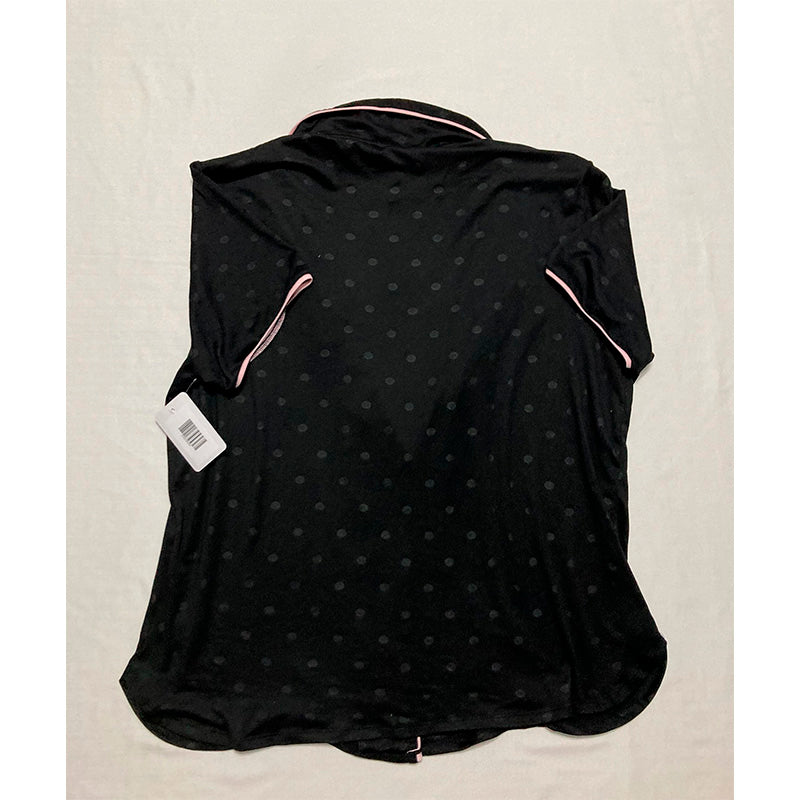 Jacklyn Intimates Pajama Top Notch Collar Black/Pink L