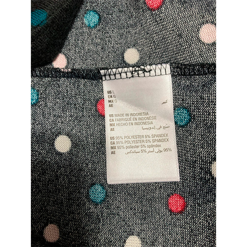 Charter Club Pajama Top V Neck Black Polka Dot L