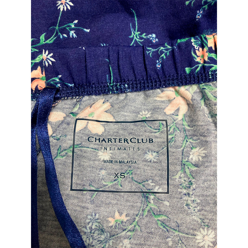 Charter Club Sleep Short Navy Floral XS
