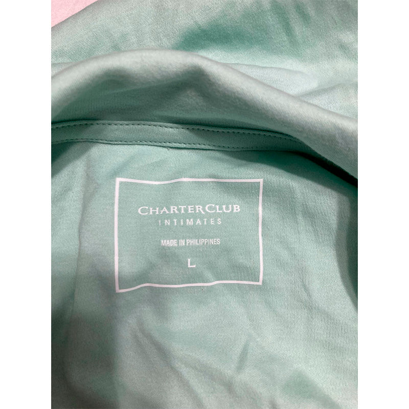 Charter Club Pajama Top Notch Collar Baby Green L