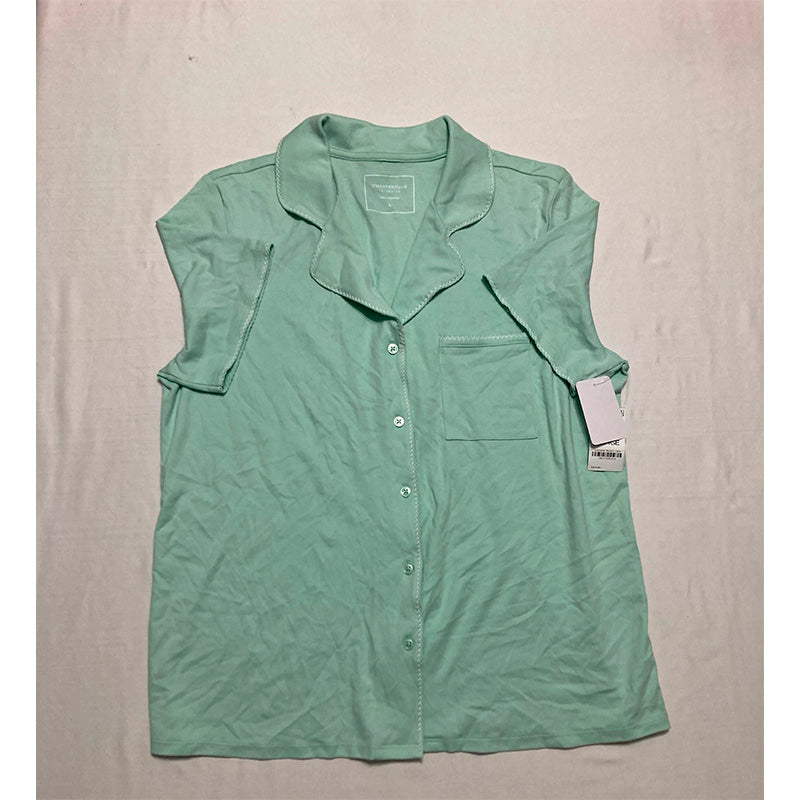 Charter Club Pajama Top Notch Collar Baby Green L
