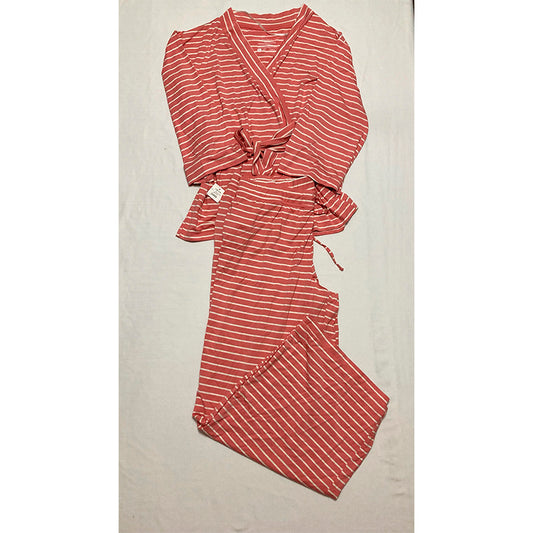 STATE OF DAY Sleepwear Pajama Set 2 Piece Coral Striped L