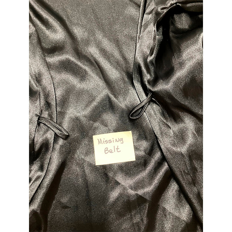NWD Linea Donatella Short Satin Wrap Robe Black M