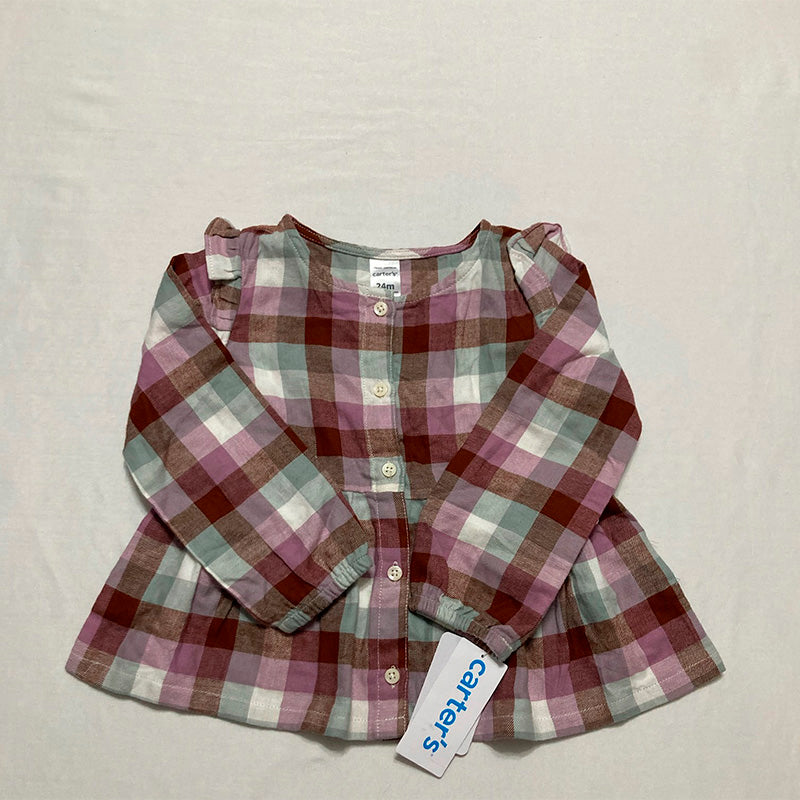 Carter's Baby Dress With Buttons Plaid Multicolor 24M