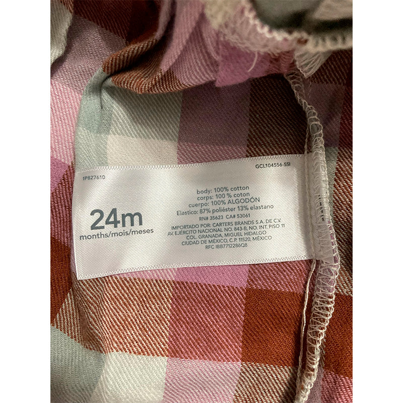 Carter's Baby Dress With Buttons Plaid Multicolor 24M