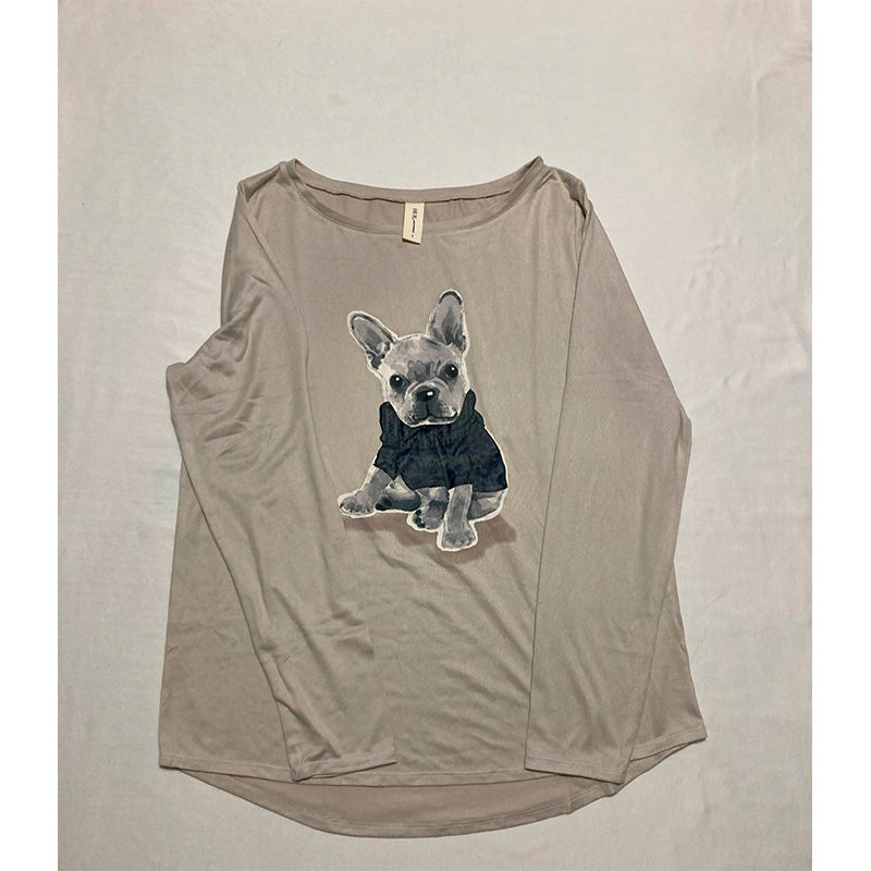 HUE Only Pajama Top Dog Print  Beige L