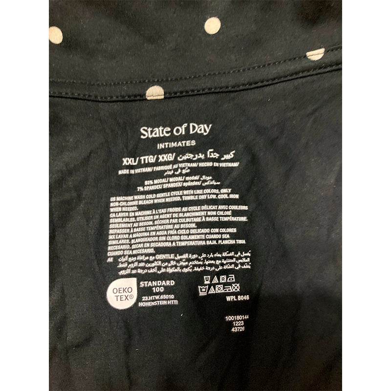 State of day Only Pajama top notch collar Polka Dot Black 2XL