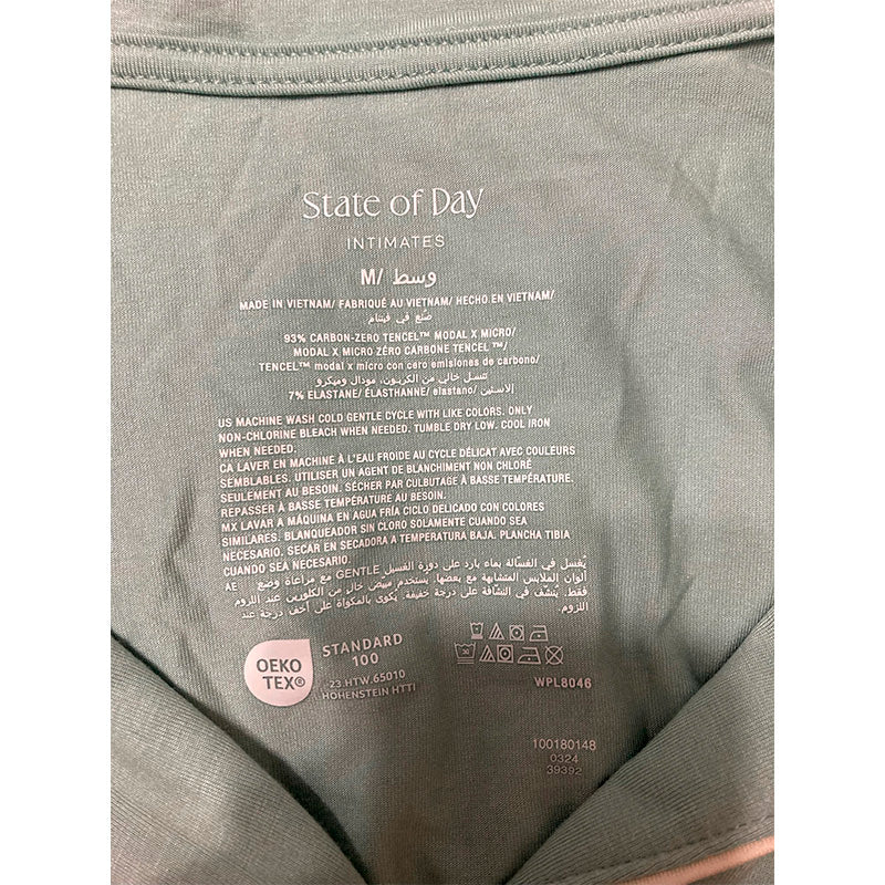 State Of Day Only Pajama Top Notch Collar Gray Mist M