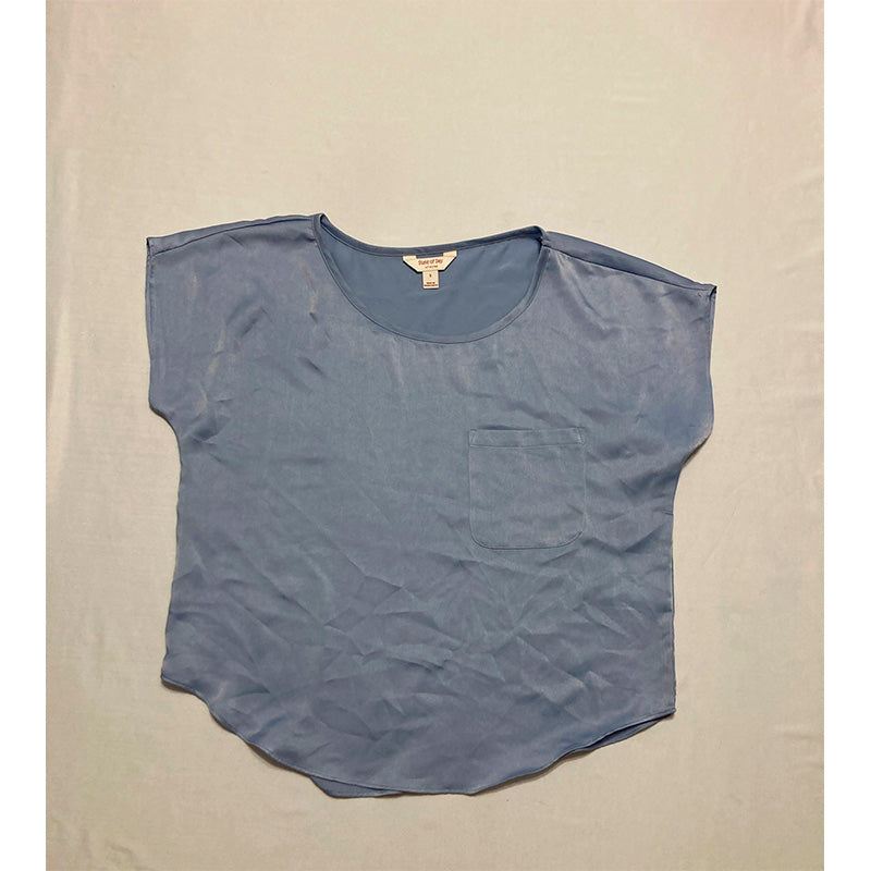 State of Day Crepe De Chine Only Short-Sleeve Pajama Top Blue S