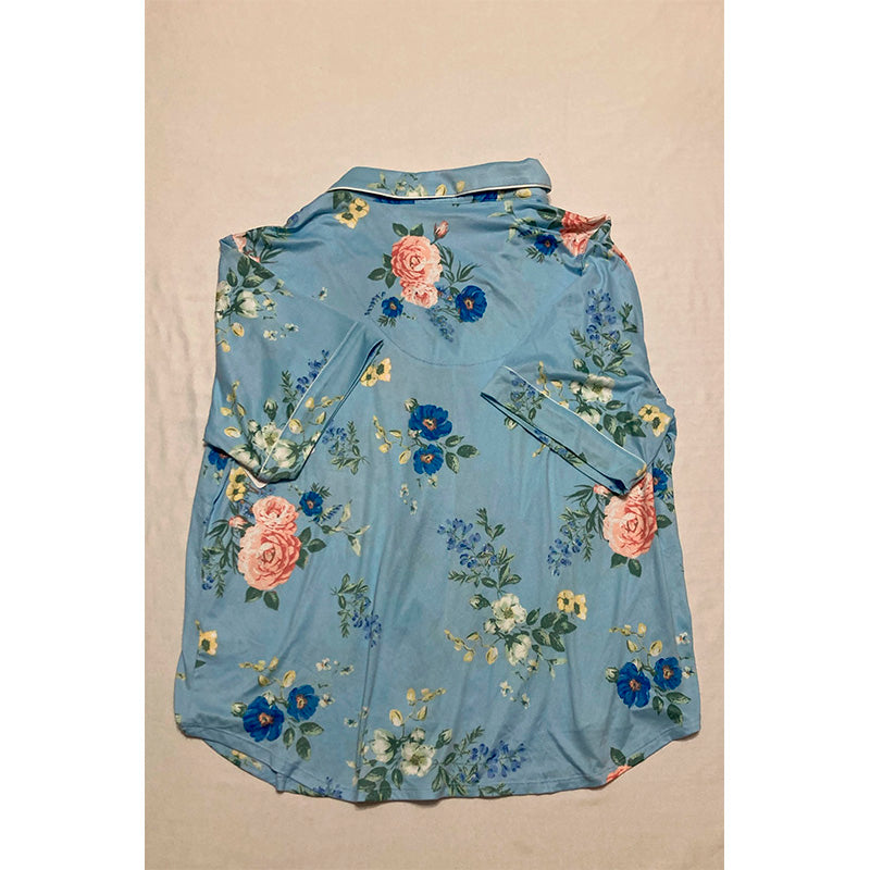 Flora Nikrooz Only Top Pajama Blue Floral L
