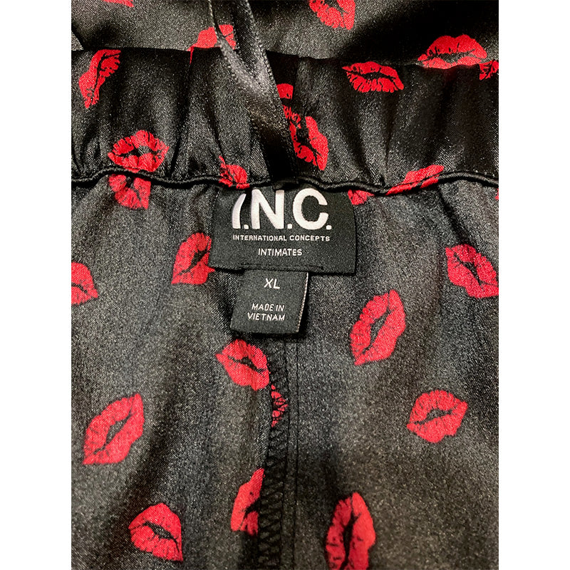 INC Only Pajama Pants Black With Lips XL