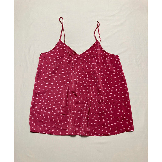 Splendid Only Pajama Top Sleeveless Burgundy Heart M