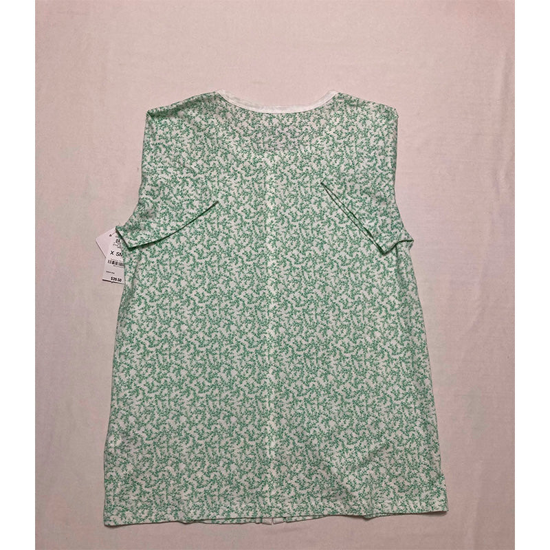 Charter Club Only Pajama Top Round Neck Green Leaves XS