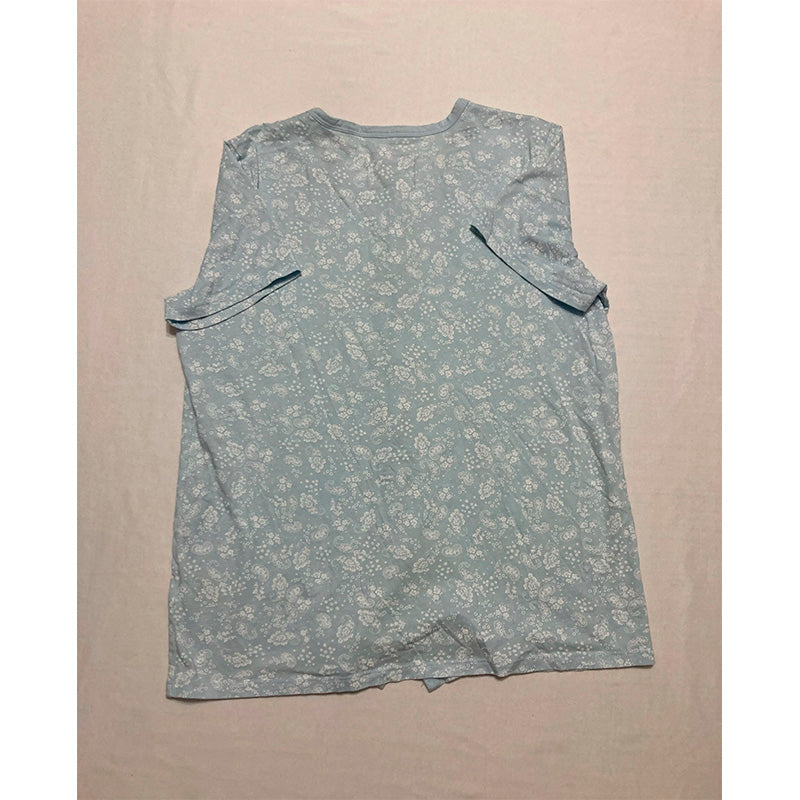 Charter Club Pajama Top Only With Buttons Blue Floral S
