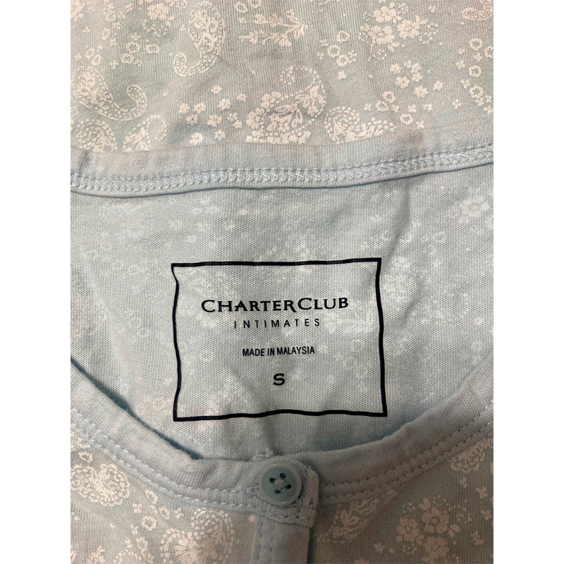 Charter Club Pajama Top Only With Buttons Blue Floral S