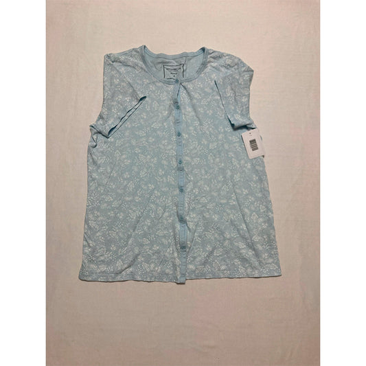 Charter Club Pajama Top Only With Buttons Blue Floral S