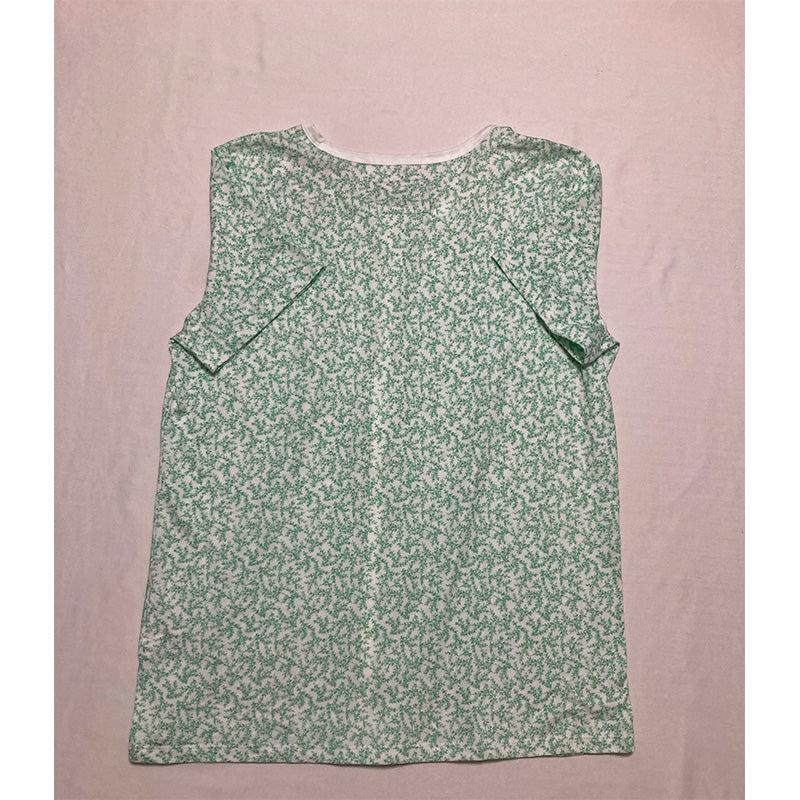 Charter Club Pajama Top Only Round Neck Green Floral S