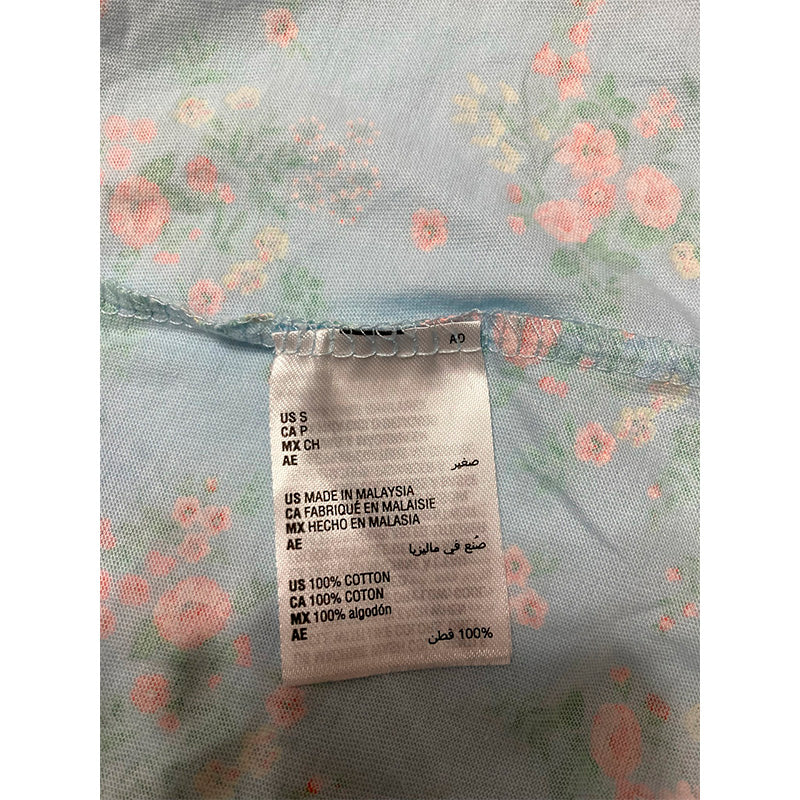 Charter Club Only Pajama Top Round Neck Blue Floral S