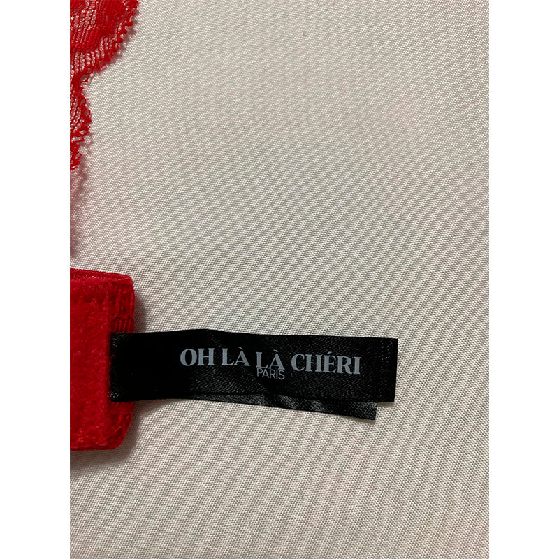 Oh Lala Cheri Set Lingerie Bra and Thong Red L